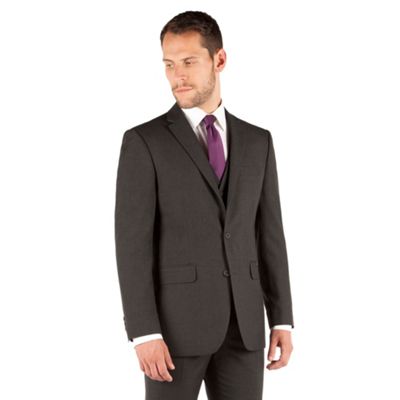 The Collection Charcoal plain regular fit 2 button suit jacket